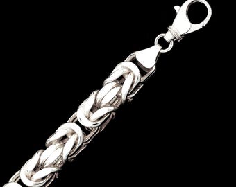 925 Sterling Silver Hollow Square King Chain Necklace for Men - Lightweight Byzantine Chain 50 cm