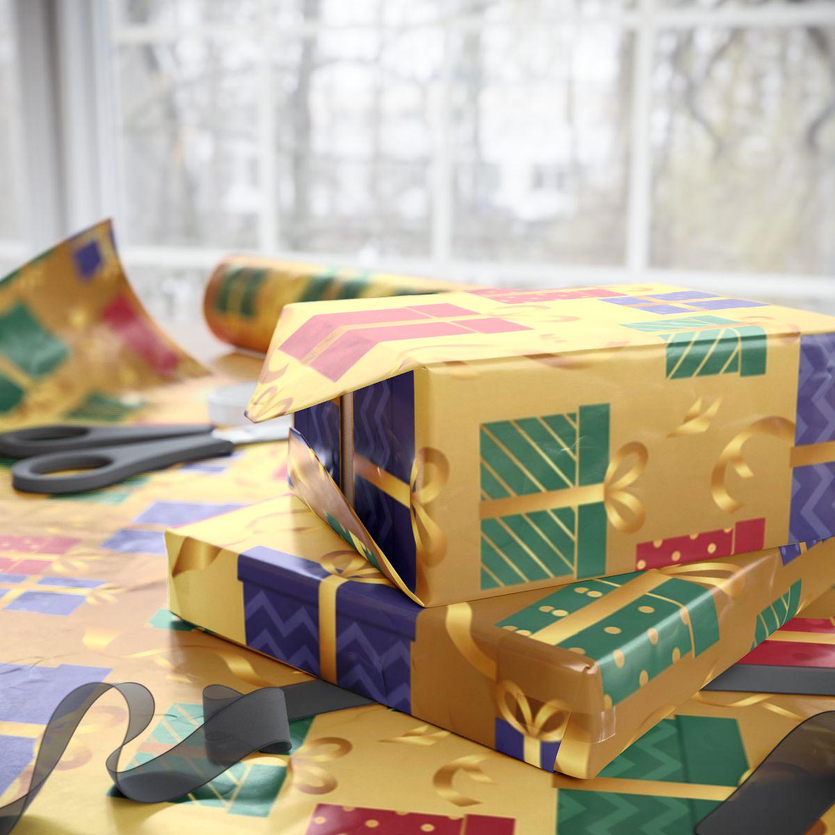Festive Christmas Wrapping Paper, Holiday Gift Wrap, Elegant Present ...