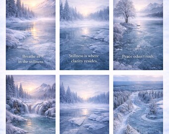 Winter Landscape Quote Prints – Snowy Forest, Mindful Decor (Digital Download)