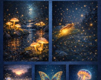 Magical Forest Quote Art Prints – Firefly, Butterfly, Jellyfish (Digital Download)