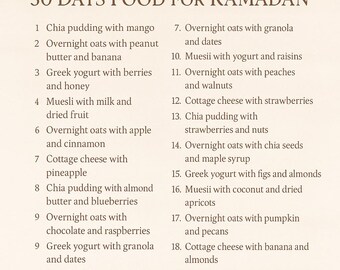 under 10 min Ramadan Menu quick recipe, Printable, download, digital