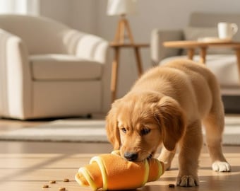 Plush Croissant Dog Toy – Interactive Toy for Small & Medium Dogs