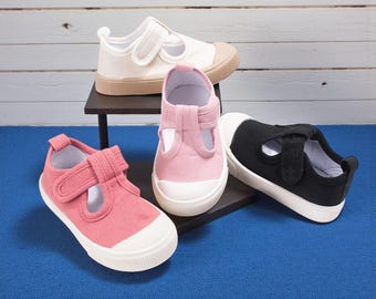 Baby Girls Canvas T-Strap Shoes | Breathable Mesh Soft Sole | Spring Summer Toddler Shoes