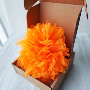 Orange flower brooch Organza flower Elegant brooch Oversized flower pin Fashion brooch Large flower Original gift for women Big flower image 8