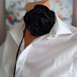 GOGNGTR Fabric Rose Flower Choker Necklace For Women - Bohemian Floral Lace Petal Jewelry, 82" Length