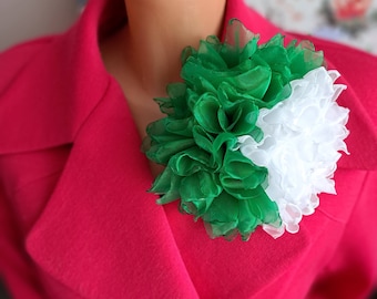 Green large flower brooch Gift for mom Elegant brooch for women Oversized flower pin Romantic flower Big flower  Organza flower brooch