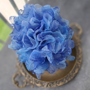 Organza flower Large flower pin Soft blue flower brooch Fashion floral broach Gift for mom Elegant flower brooch for women Party brooch image 4