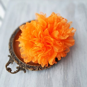 Orange flower brooch Organza flower Elegant brooch Oversized flower pin Fashion brooch Large flower Original gift for women Big flower image 5