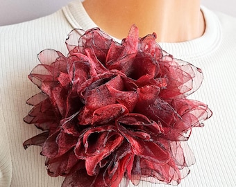 red flower pin for dress RED Flower Pin Brooches for Dress, Fabric Floral Brooch, Women Accessories, Flower Pin Button, Small Gift Ideas, Brooches Pins