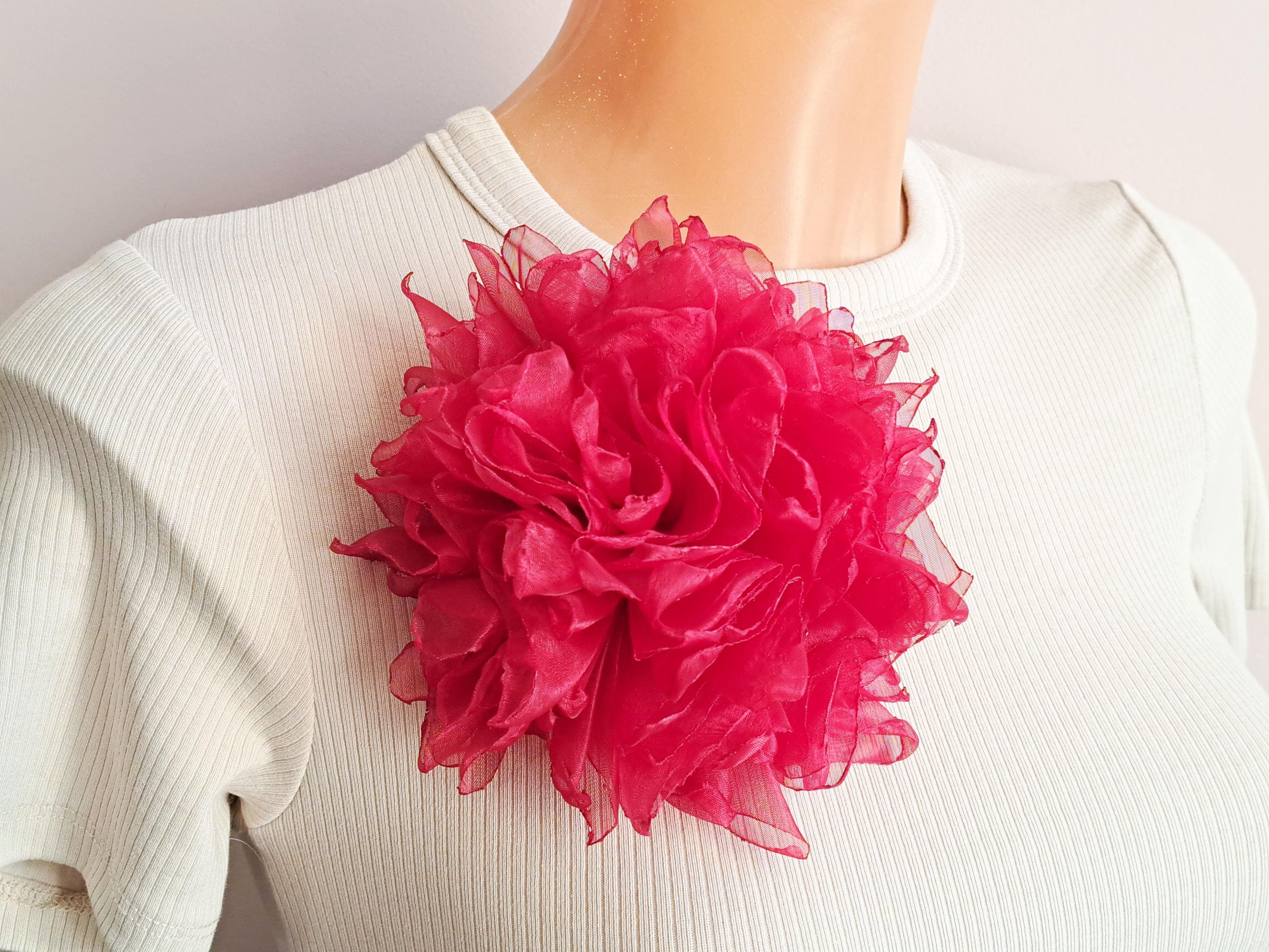 Spilla A Forma Di Peonia In Stoffa - Decorazione Per Abiti Da Sposa E Feste, Colore Bianco - Foto 5