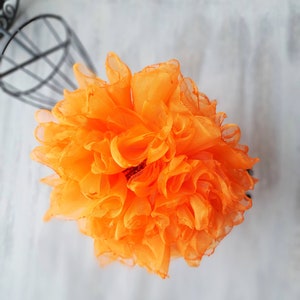 Orange flower brooch Organza flower Elegant brooch Oversized flower pin Fashion brooch Large flower Original gift for women Big flower image 9