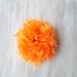 Orange flower brooch Organza flower Elegant brooch Oversized flower pin Fashion brooch Large flower Original gift for women Big flower image 4