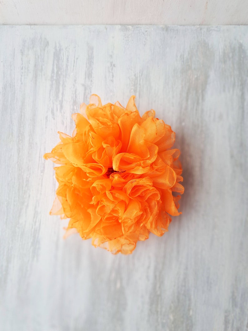 Orange flower brooch Organza flower Elegant brooch Oversized flower pin Fashion brooch Large flower Original gift for women Big flower image 4