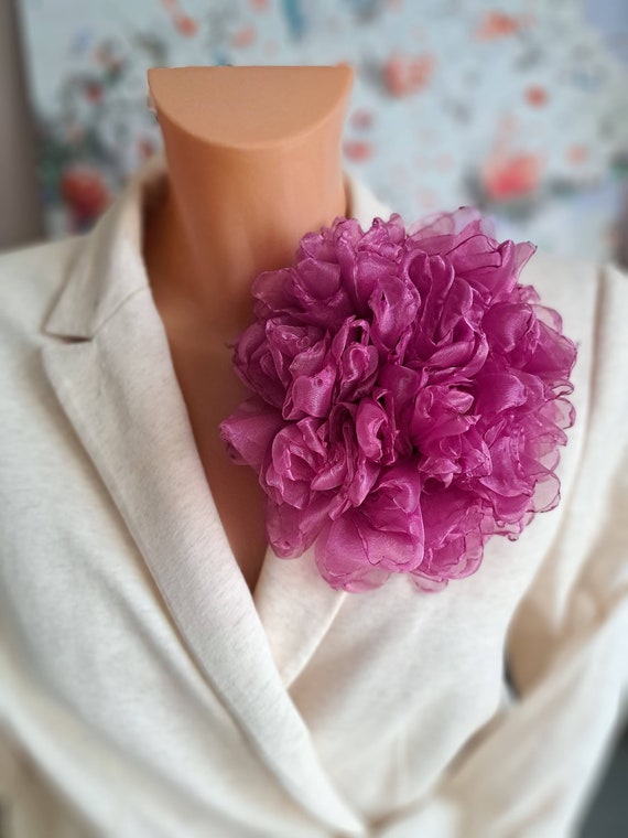 Lilac Flower Brooch Organza Flower.