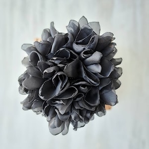 Black large flower brooch Organza flower Elegant brooch for women Party flower pin Gift for her Oversized flower brooch Big flower image 7