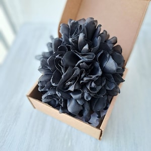 Black large flower brooch Organza flower Elegant brooch for women Party flower pin Gift for her Oversized flower brooch Big flower image 6