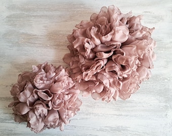 Handmade Rose Brown Chiffon Flower Brooch Set, Floral Pin
