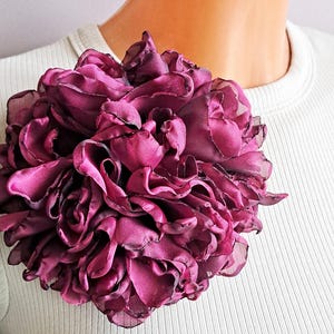 Deep berry flower brooch Organza flower pin Elegant flower brooch Small flower pins Handmade flower pin Gift for women Millinery flower