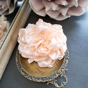 Pink flower brooch Gift for women Silk flower pin Large brooch Party flower pin Elegant floral pin Weekend brooch Round brooch image 10