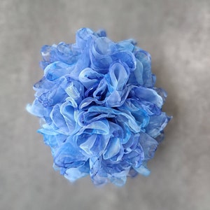 Organza flower Large flower pin Soft blue flower brooch Fashion floral broach Gift for mom Elegant flower brooch for women Party brooch image 3