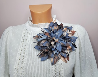 Large Faux Silk Flower Brooch, Women’s Dress Brooch, Handmade Statement Accessory for Christmas