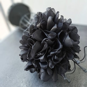 Black large flower brooch Organza flower Elegant brooch for women Party flower pin Gift for her Oversized flower brooch Big flower image 5