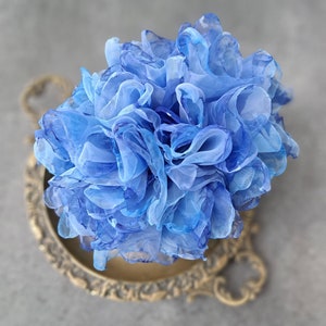 Organza flower Large flower pin Soft blue flower brooch Fashion floral broach Gift for mom Elegant flower brooch for women Party brooch image 5