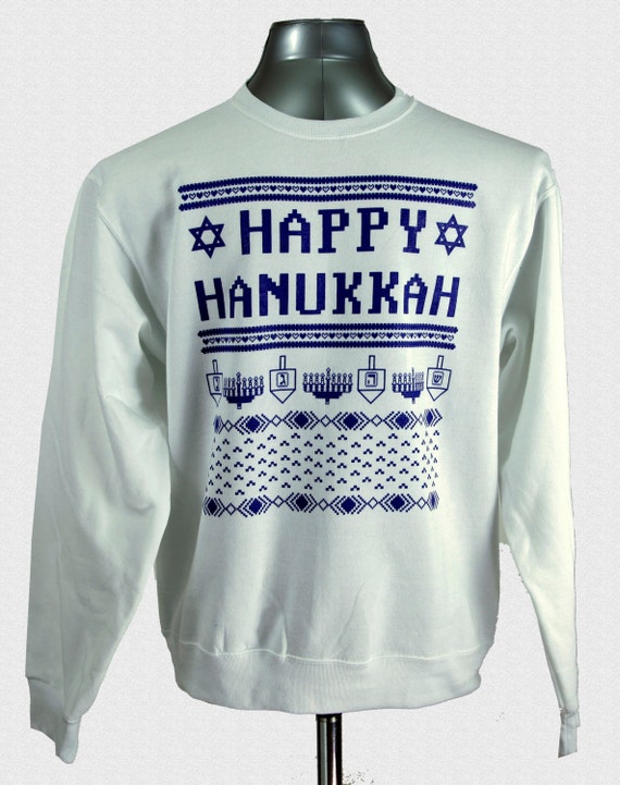 Ugly Hanukkah Sweater White Crewneck Sweatshirt For Sale Etsy