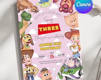 Toy Story Birthday Invitation Template, Editable Canva Party Invite, Kids Birthday Digital Download, Instant Download