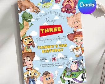 Editable Any Age Toy Story Birthday invitation, Toy Story Party Invite, Kids Birthday Invites, Editable Canva Template (Digital Download)
