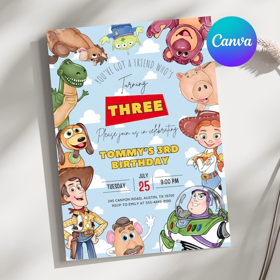 Editable Any Age Toy Story Birthday invitation, Toy Story Party Invite, Kids Birthday Invites, Editable Canva Template (Digital Download)