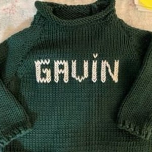 Hunter Green-6/9, 9/12 mo, 12 mo Handknit Cotton Sweater-Toddler Boy/Girl image 8