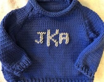 3-Letter Mono-3/6, 6/9, 9/12 months, 12 mos-- 3-Monogram Handknit Cotton Sweater