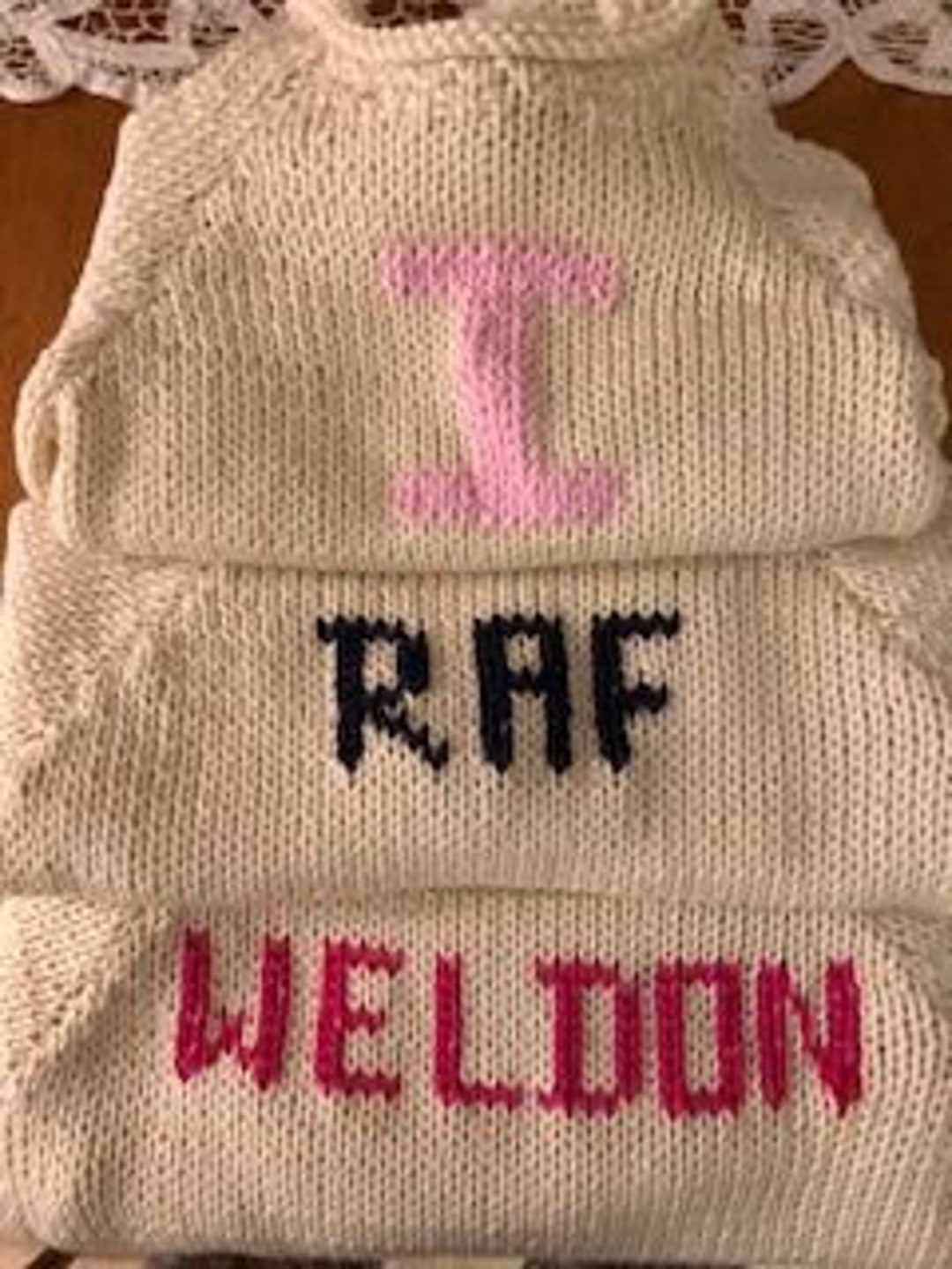 Natural 9/12, 12 Mos or 18mos Cotton Name or 3letter Monogram Handknit