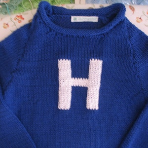 Big Letters -9/12 mos or 12+, 18 mos Big Letter Monogram - Handknit Cotton Sweaters