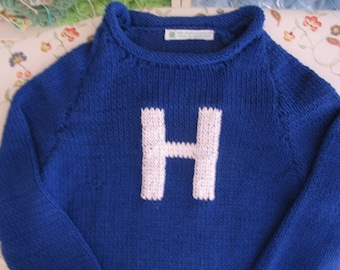 Big Letters -9/12 mos or 12+, 18 mos Big Letter Monogram - Handknit Cotton Sweaters