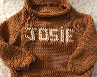 Rust Cotton 0/3, 3/6 mos, 6/9 mos, - Mustard/Rust/Goldish Cotton Yarn Sweater