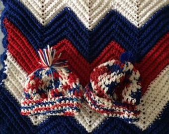 Celebrate "Red White & Blue" - American Style! Blankets, Bibs, Sweaters, Hats!