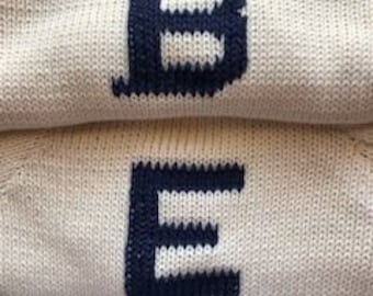 Big Letters -6/9, 9/12, or 12+ mos Big Letter Monogram - Handknit Cotton Sweaters