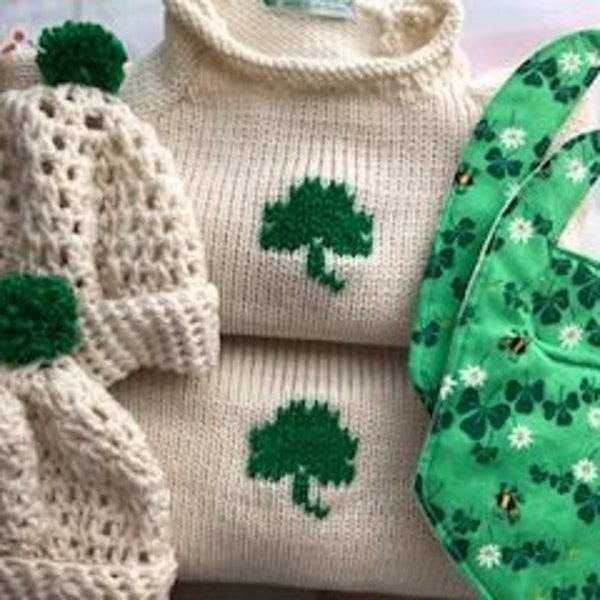 Irish Style Set -12/18 mos or 18mos Only-- Baby Handknit Sweater Set (w/Irish Style Tam/Hat)
