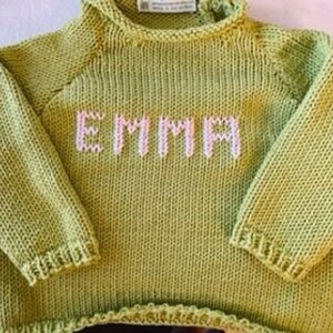 Add'l Girl Colors 6 mos, 6/9, 9/12, 12mos Cotton Colors for Baby Girls Name-Embroidered Handknit Cotton Sweaters image 3