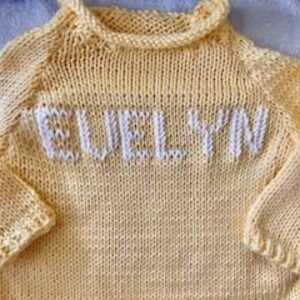 Add'l Girl Colors 6 mos, 6/9, 9/12, 12mos Cotton Colors for Baby Girls Name-Embroidered Handknit Cotton Sweaters image 2