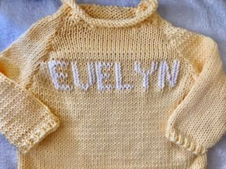 Add'l Girl Colors 6 mos, 6/9, 9/12, 12mos Cotton Colors for Baby Girls Name-Embroidered Handknit Cotton Sweaters image 2