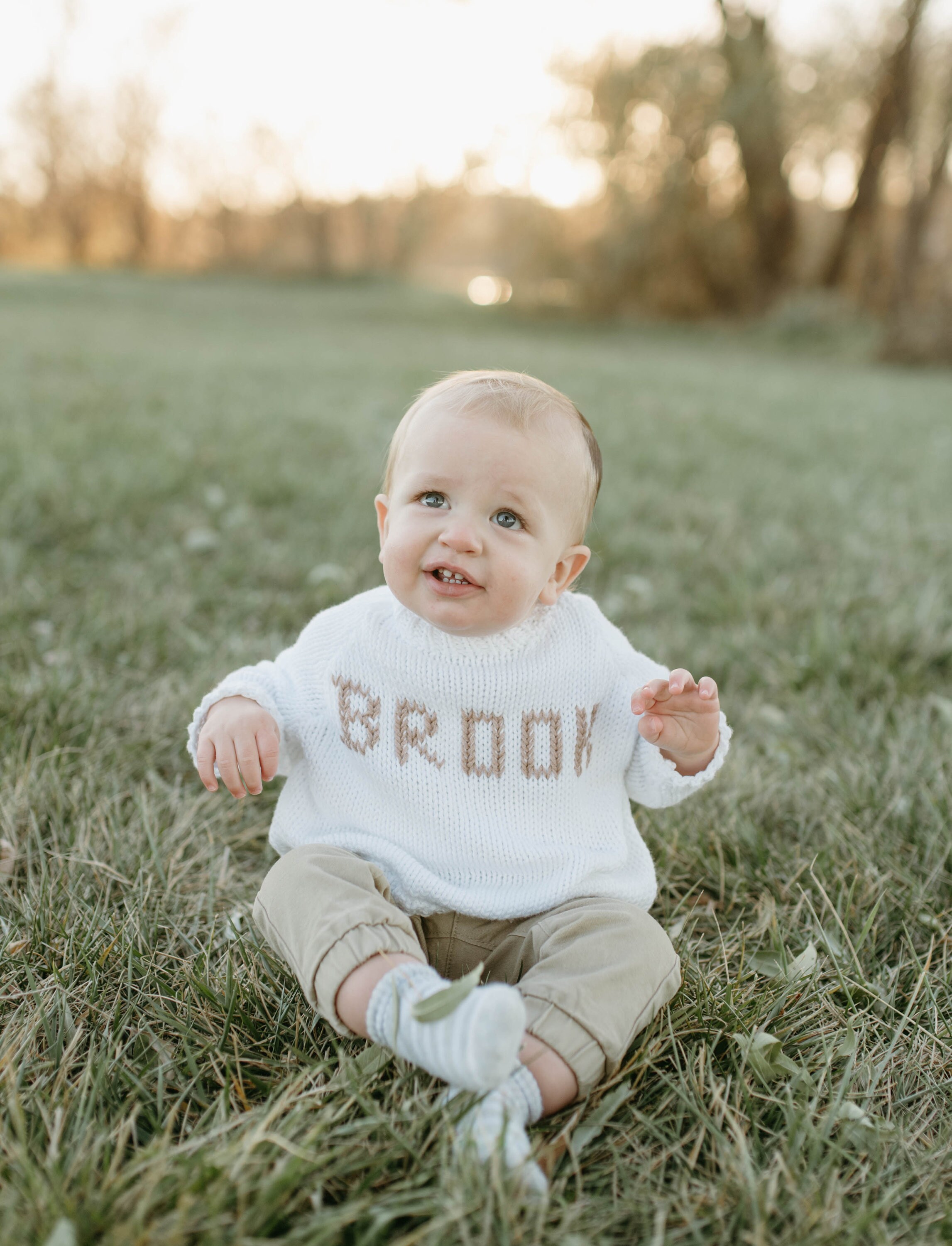 0/3, 3/6, 6mos -White or Natural Cotton Sweaters -Big Single-Letter, …