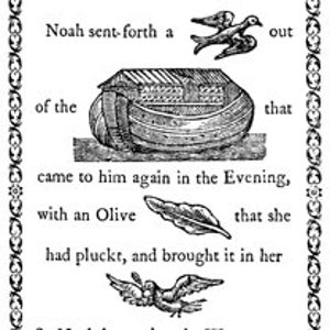 Genesis 8:11 Noah Ark Dove Hieroglyphics style Ancient Bible Page - Digital Image - Vintage Art Illustration - Instant Download