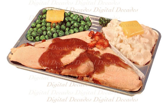 Frozen TV Dinner Tray Turkey Peas Mashed Potatoes Food Digital