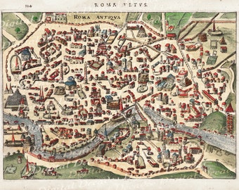 Ancient Rome Roma Roman Italy Italian City Map - Digital Image Vintage Illustration