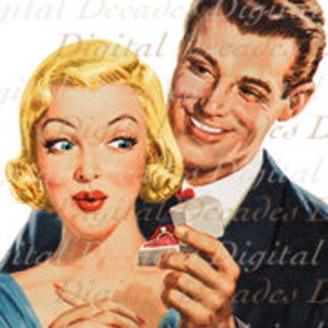 Engagement paar Klingeln Braut Bräutigam paar Hochzeit - digitale Bild - Vintage Kunst Illustration