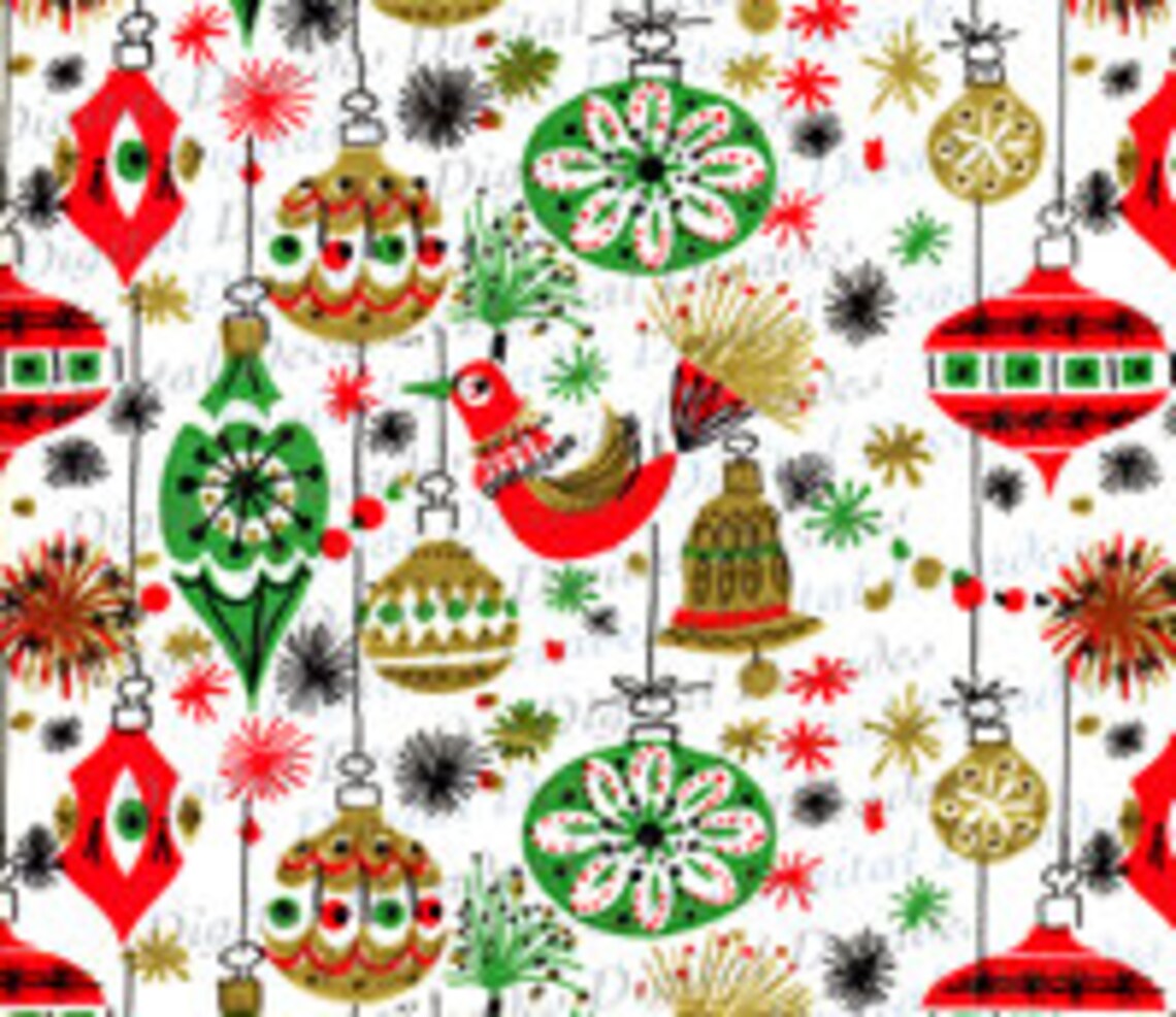 Funky Mid-century Christmas Ornaments Background Digital - Etsy