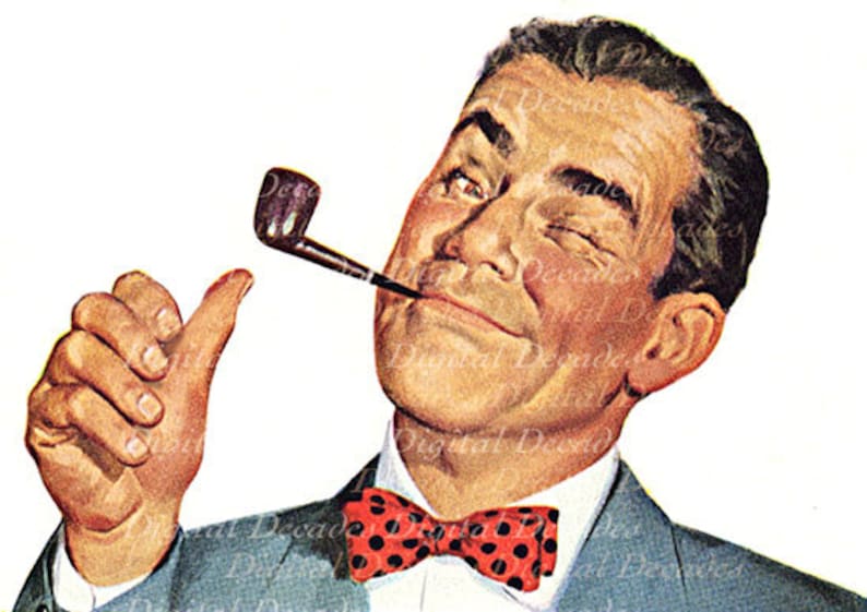 Man Smoking Pipe Smoke Tobacco MidCentury Father Digital Etsy